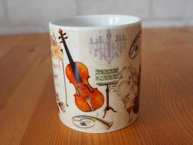 Musical instrument mug/ミュージカルインストゥルメントマグ/茶こし付き楽器柄マグカップ/ギフトBOX入り/200ml