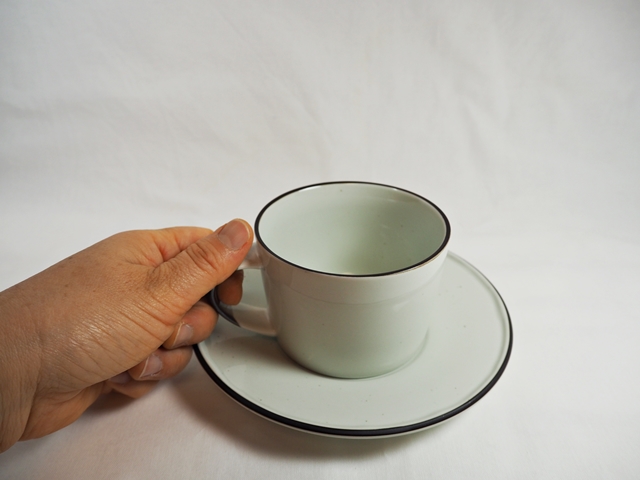Manses Design OVANAKER Coffee cup with saucer Blue line/モンセスデザイン オーバノーケル コーヒーカップ with ソーサー /ブラウンライン